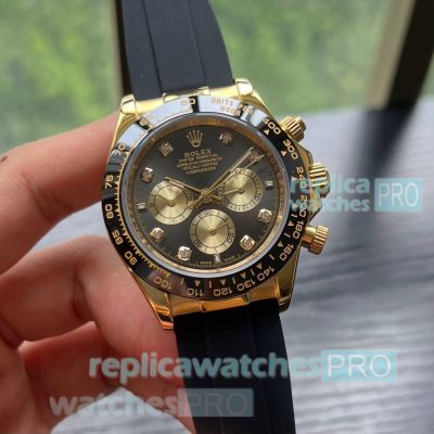 Copy Rolex Cosmo Daytona New Face Watches Black Rubber Strap